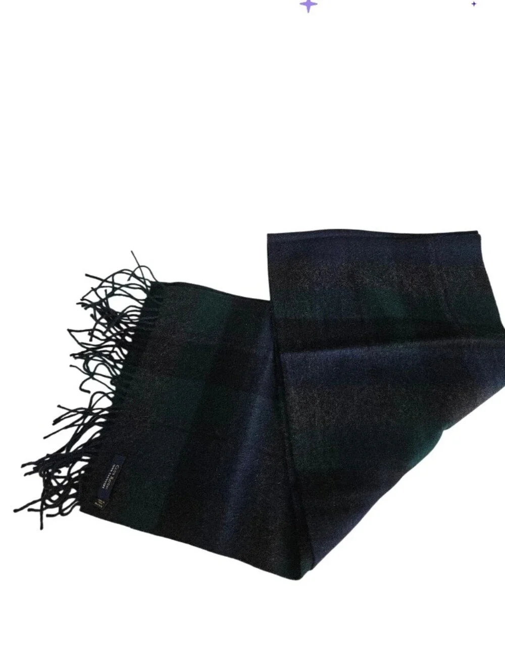 Club Room 100% Cashmere Tartan Pattern  Fringe Scarf Unisex